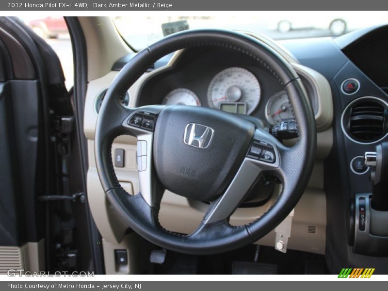 Dark Amber Metallic / Beige 2012 Honda Pilot EX-L 4WD