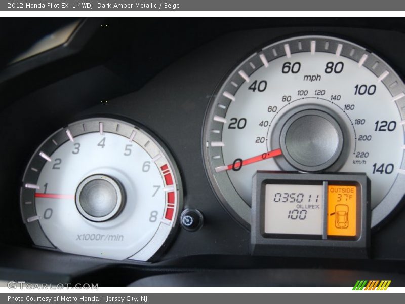 Dark Amber Metallic / Beige 2012 Honda Pilot EX-L 4WD