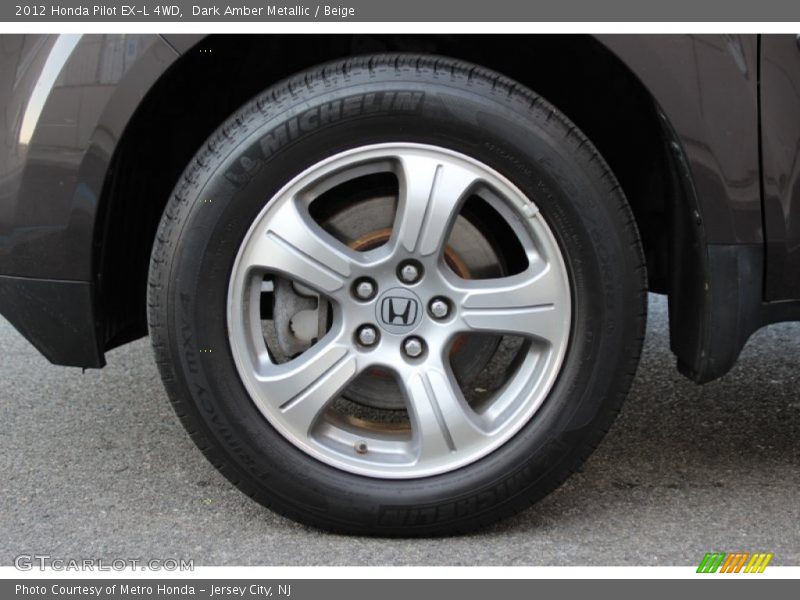 Dark Amber Metallic / Beige 2012 Honda Pilot EX-L 4WD