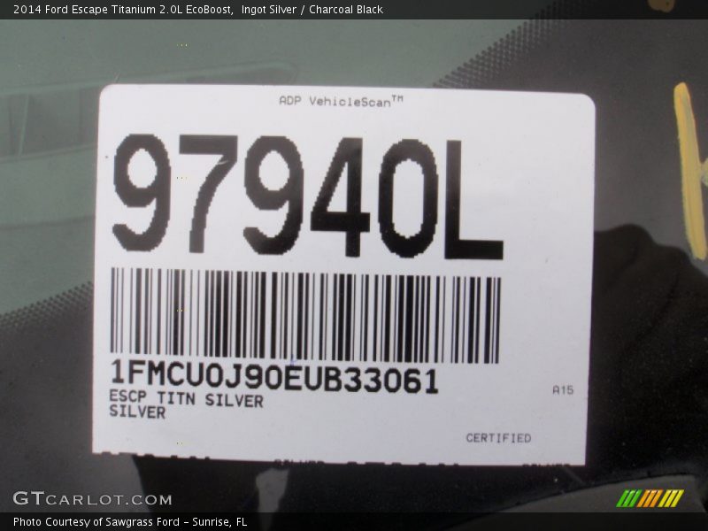 Ingot Silver / Charcoal Black 2014 Ford Escape Titanium 2.0L EcoBoost