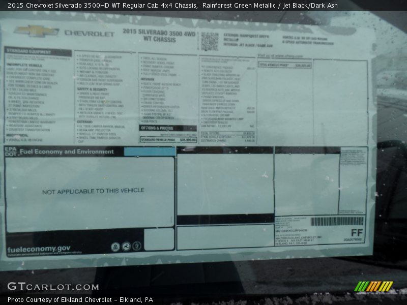  2015 Silverado 3500HD WT Regular Cab 4x4 Chassis Window Sticker