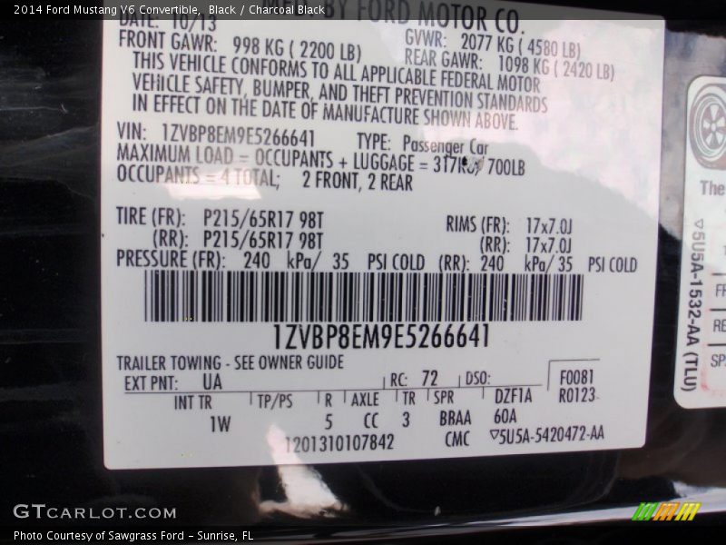 Black / Charcoal Black 2014 Ford Mustang V6 Convertible