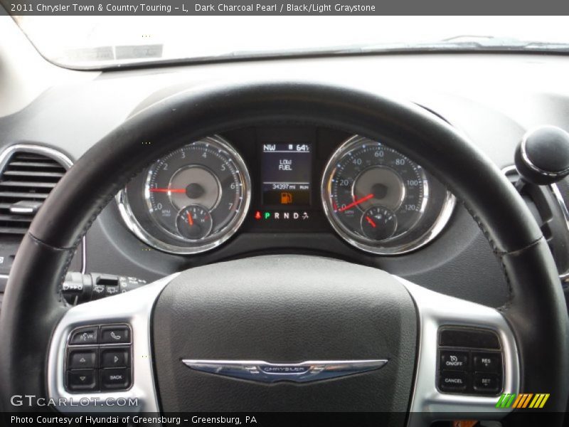 Dark Charcoal Pearl / Black/Light Graystone 2011 Chrysler Town & Country Touring - L