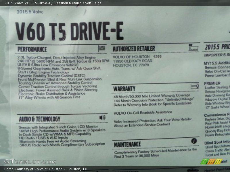 Seashell Metallic / Soft Beige 2015 Volvo V60 T5 Drive-E