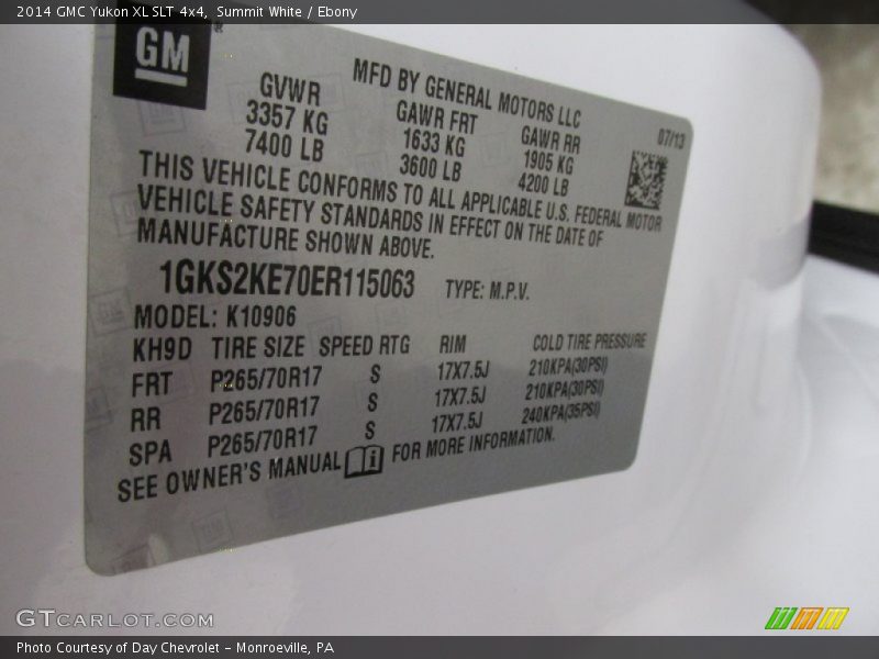Summit White / Ebony 2014 GMC Yukon XL SLT 4x4