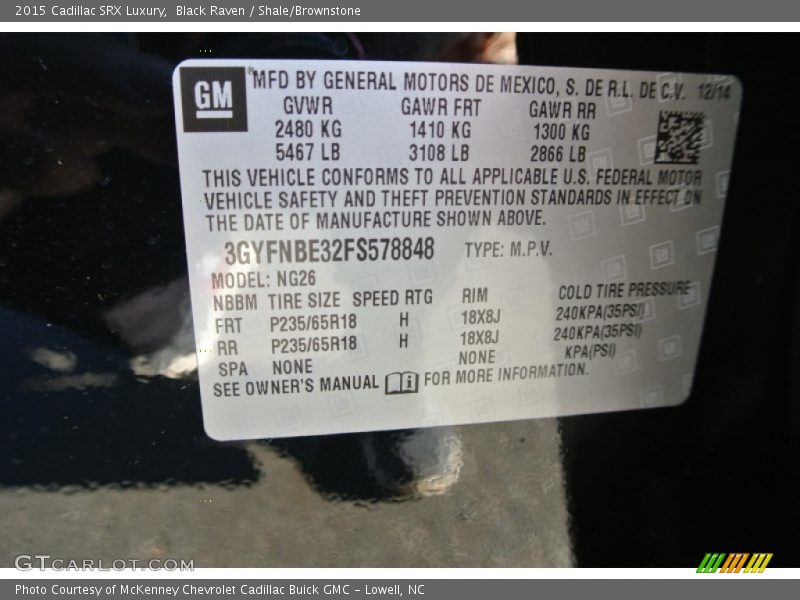 Black Raven / Shale/Brownstone 2015 Cadillac SRX Luxury