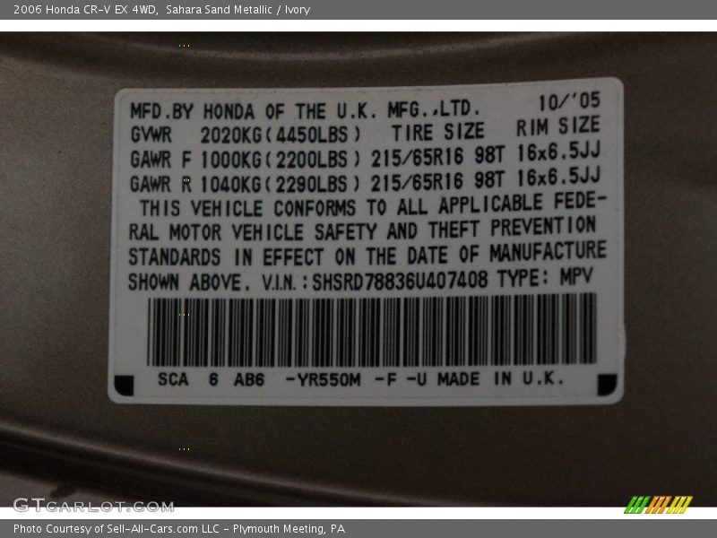 Sahara Sand Metallic / Ivory 2006 Honda CR-V EX 4WD