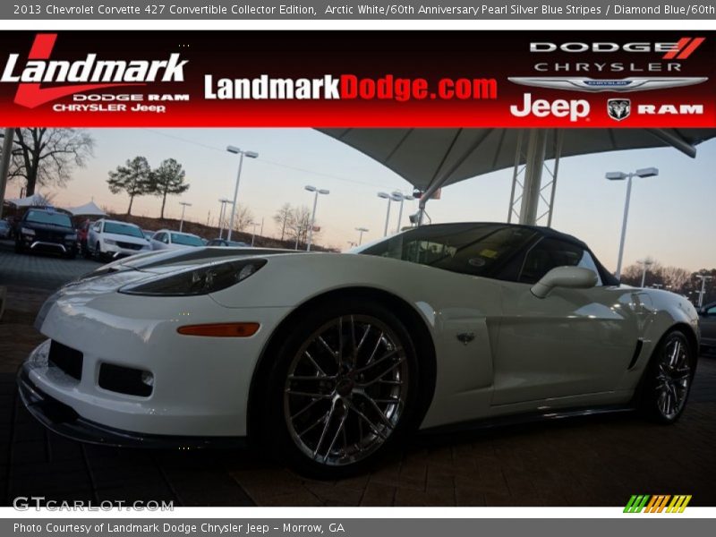 Arctic White/60th Anniversary Pearl Silver Blue Stripes / Diamond Blue/60th Anniversary Design Package 2013 Chevrolet Corvette 427 Convertible Collector Edition