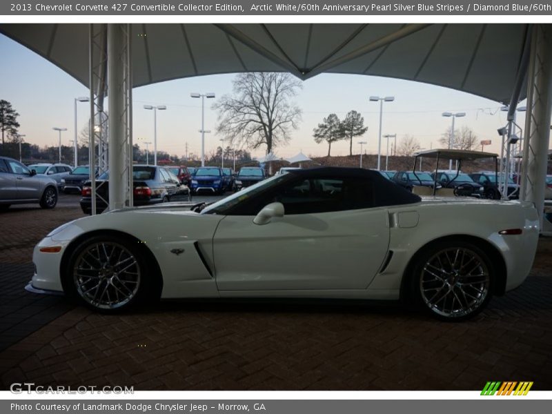 Arctic White/60th Anniversary Pearl Silver Blue Stripes / Diamond Blue/60th Anniversary Design Package 2013 Chevrolet Corvette 427 Convertible Collector Edition