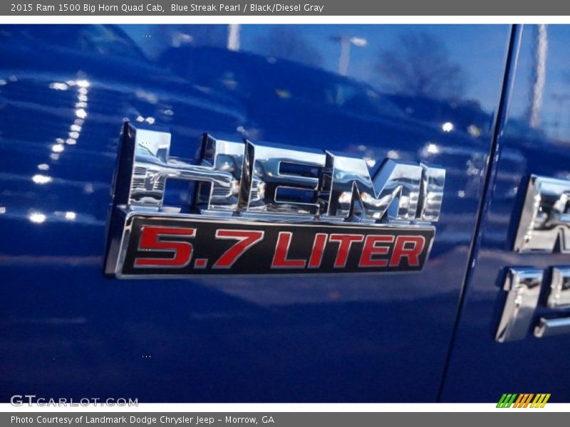 Blue Streak Pearl / Black/Diesel Gray 2015 Ram 1500 Big Horn Quad Cab