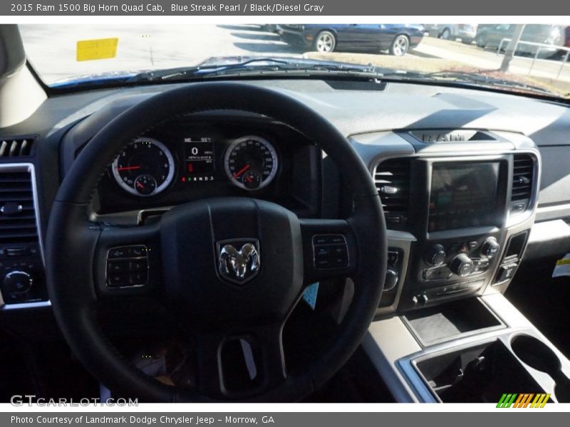 Blue Streak Pearl / Black/Diesel Gray 2015 Ram 1500 Big Horn Quad Cab