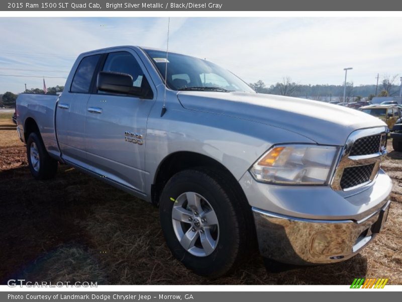 Bright Silver Metallic / Black/Diesel Gray 2015 Ram 1500 SLT Quad Cab