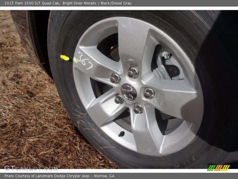 Bright Silver Metallic / Black/Diesel Gray 2015 Ram 1500 SLT Quad Cab