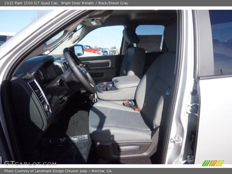 Bright Silver Metallic / Black/Diesel Gray 2015 Ram 1500 SLT Quad Cab