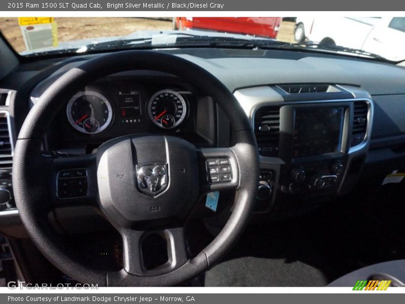 Bright Silver Metallic / Black/Diesel Gray 2015 Ram 1500 SLT Quad Cab