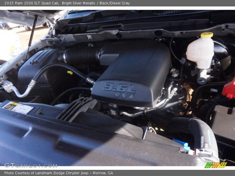 Bright Silver Metallic / Black/Diesel Gray 2015 Ram 1500 SLT Quad Cab