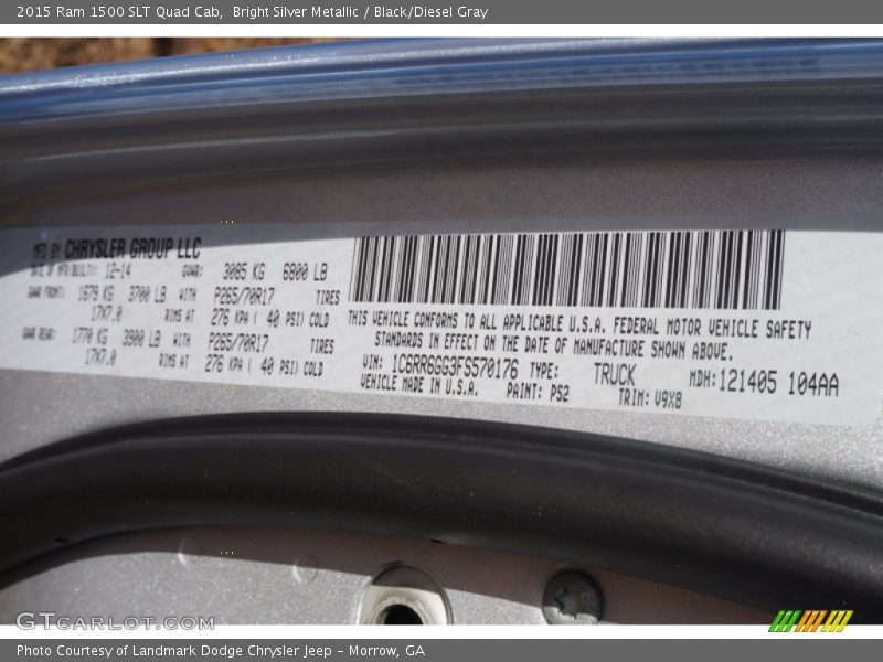2015 1500 SLT Quad Cab Bright Silver Metallic Color Code PS2