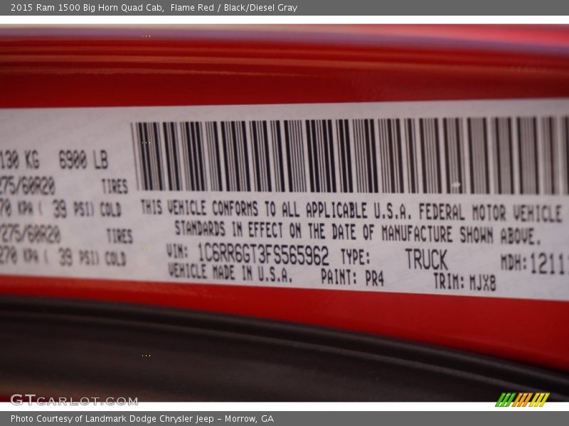 Flame Red / Black/Diesel Gray 2015 Ram 1500 Big Horn Quad Cab