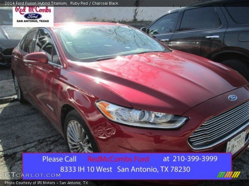 Ruby Red / Charcoal Black 2014 Ford Fusion Hybrid Titanium