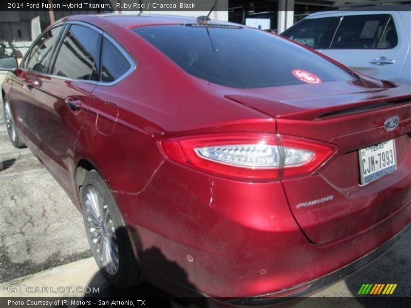 Ruby Red / Charcoal Black 2014 Ford Fusion Hybrid Titanium