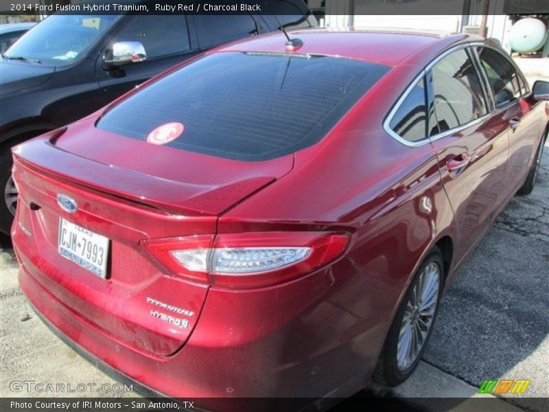 Ruby Red / Charcoal Black 2014 Ford Fusion Hybrid Titanium