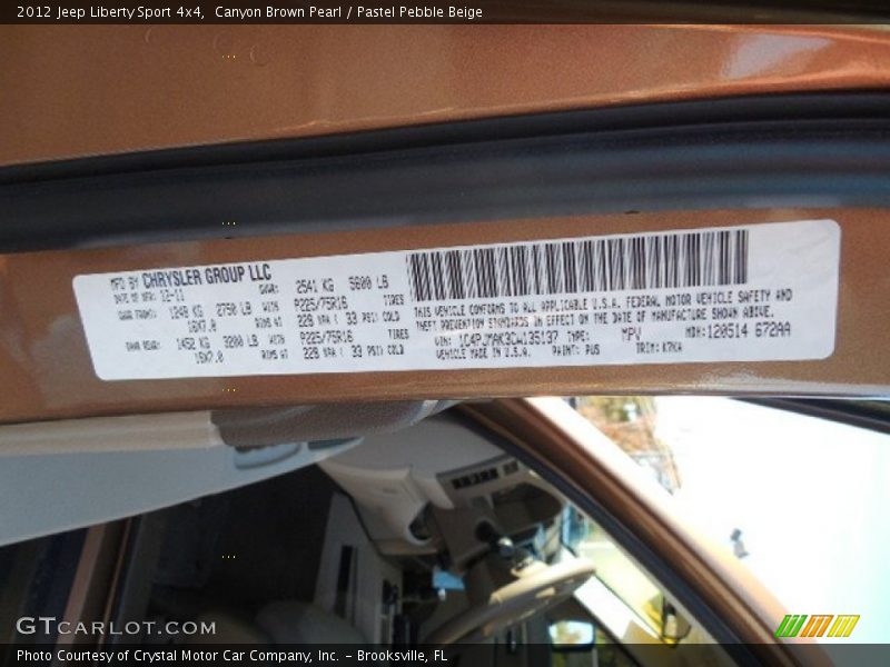 Canyon Brown Pearl / Pastel Pebble Beige 2012 Jeep Liberty Sport 4x4