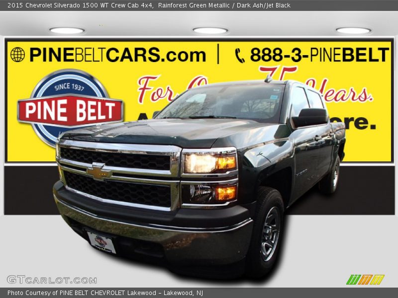 Rainforest Green Metallic / Dark Ash/Jet Black 2015 Chevrolet Silverado 1500 WT Crew Cab 4x4