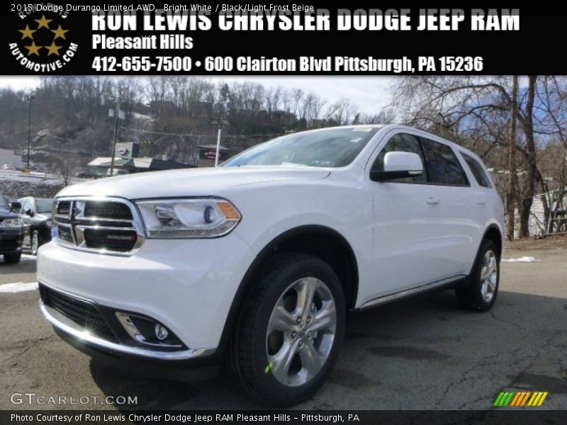 Bright White / Black/Light Frost Beige 2015 Dodge Durango Limited AWD