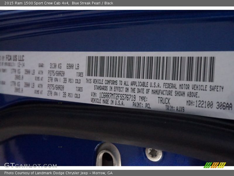 Blue Streak Pearl / Black 2015 Ram 1500 Sport Crew Cab 4x4