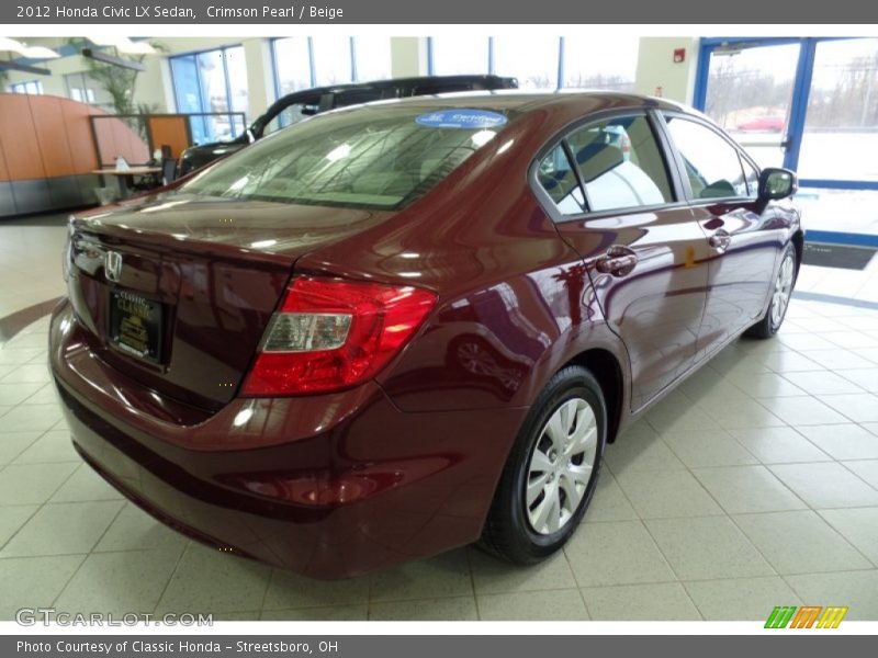 Crimson Pearl / Beige 2012 Honda Civic LX Sedan