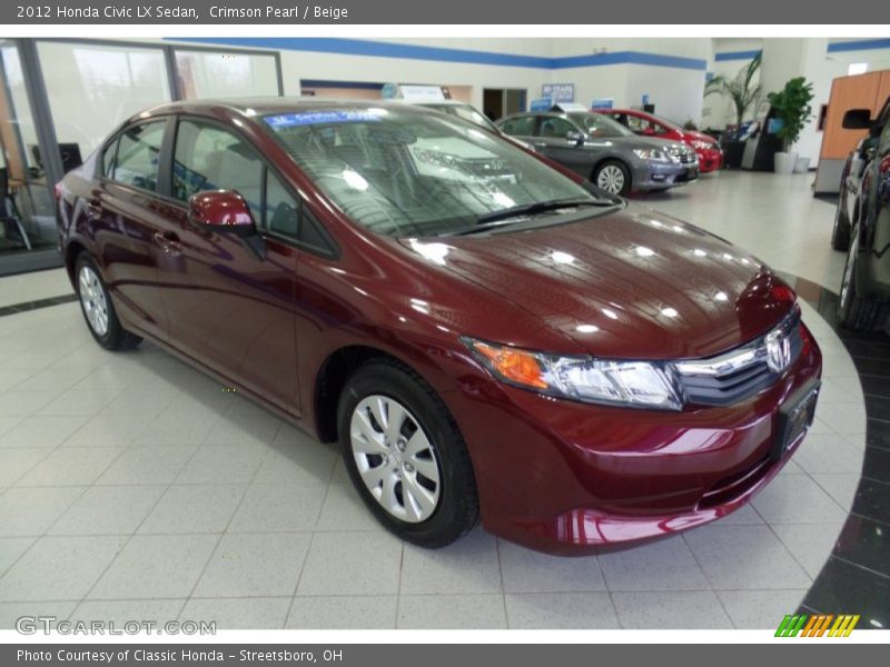 Crimson Pearl / Beige 2012 Honda Civic LX Sedan