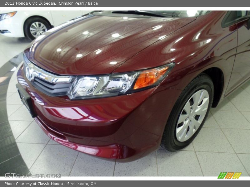 Crimson Pearl / Beige 2012 Honda Civic LX Sedan