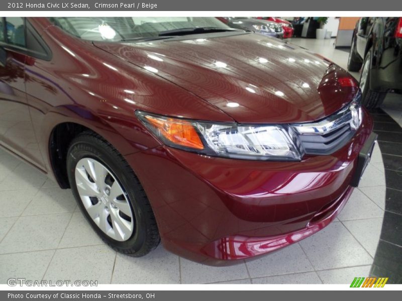 Crimson Pearl / Beige 2012 Honda Civic LX Sedan