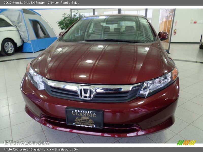 Crimson Pearl / Beige 2012 Honda Civic LX Sedan