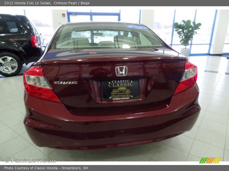 Crimson Pearl / Beige 2012 Honda Civic LX Sedan