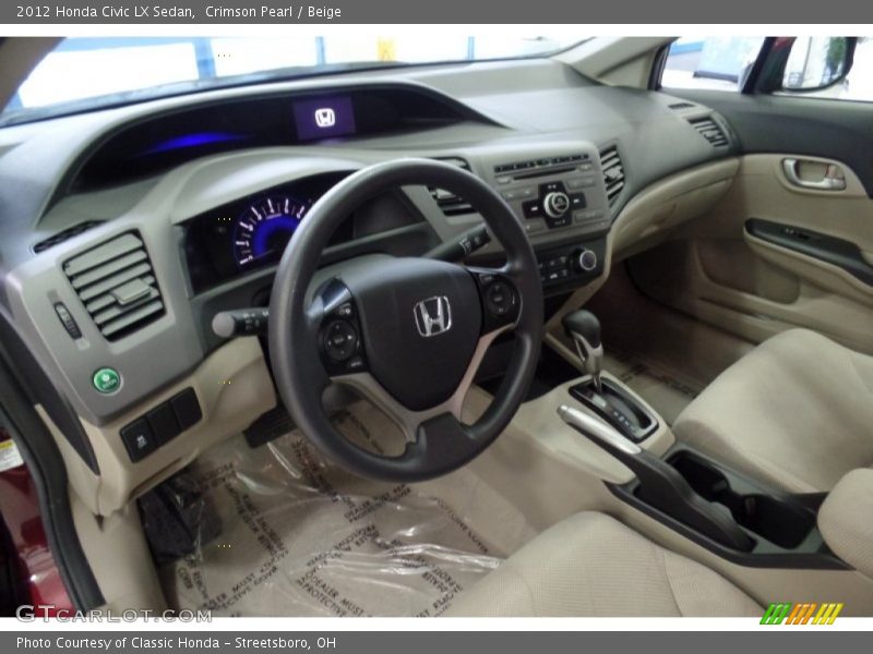 Crimson Pearl / Beige 2012 Honda Civic LX Sedan