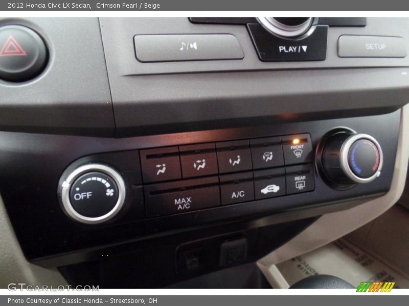 Crimson Pearl / Beige 2012 Honda Civic LX Sedan