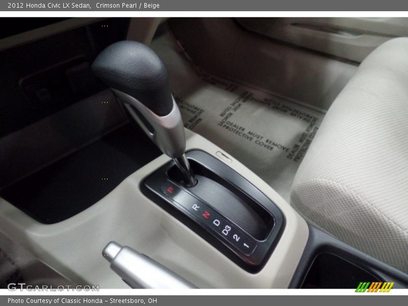 Crimson Pearl / Beige 2012 Honda Civic LX Sedan