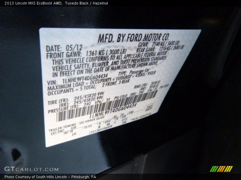 Tuxedo Black / Hazelnut 2013 Lincoln MKS EcoBoost AWD