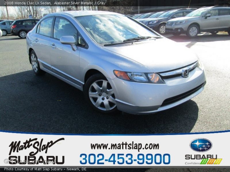 Alabaster Silver Metallic / Gray 2008 Honda Civic LX Sedan
