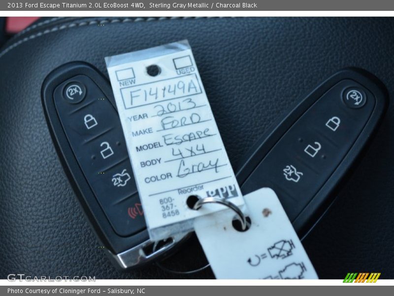 Sterling Gray Metallic / Charcoal Black 2013 Ford Escape Titanium 2.0L EcoBoost 4WD
