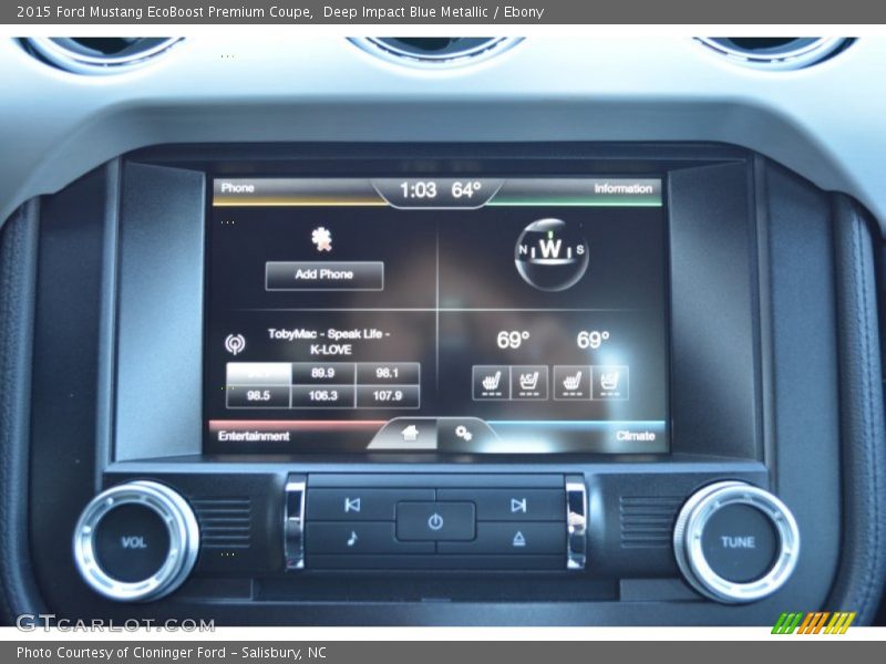 Deep Impact Blue Metallic / Ebony 2015 Ford Mustang EcoBoost Premium Coupe