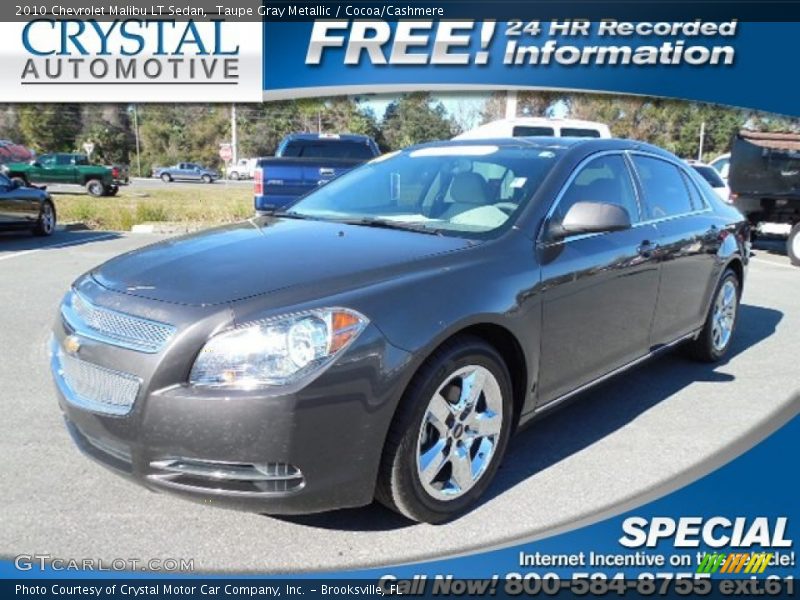 Taupe Gray Metallic / Cocoa/Cashmere 2010 Chevrolet Malibu LT Sedan
