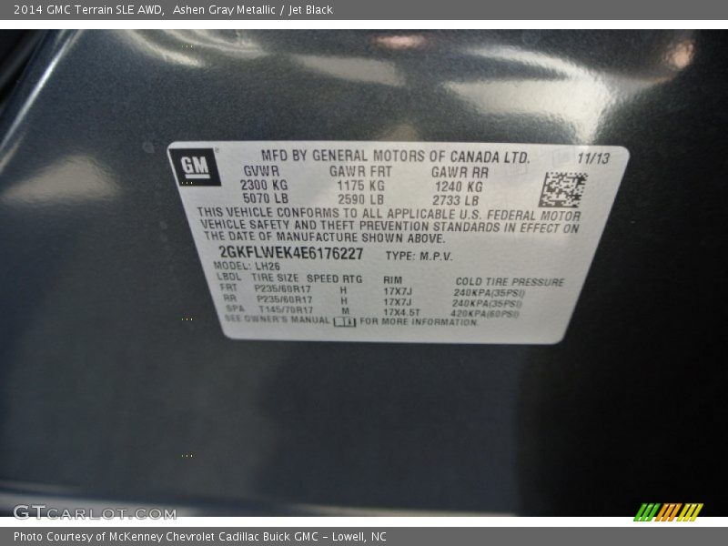 Ashen Gray Metallic / Jet Black 2014 GMC Terrain SLE AWD