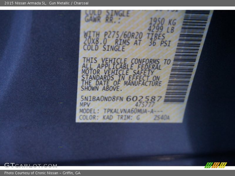 2015 Armada SL Gun Metallic Color Code KAD