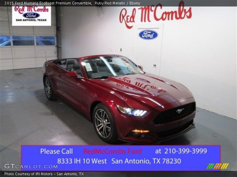 Ruby Red Metallic / Ebony 2015 Ford Mustang EcoBoost Premium Convertible