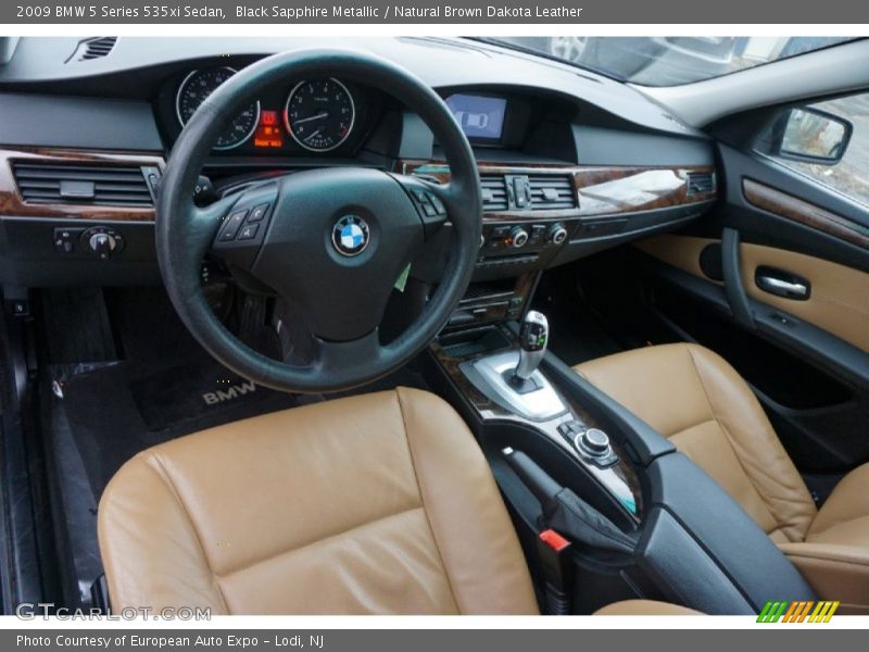 Black Sapphire Metallic / Natural Brown Dakota Leather 2009 BMW 5 Series 535xi Sedan