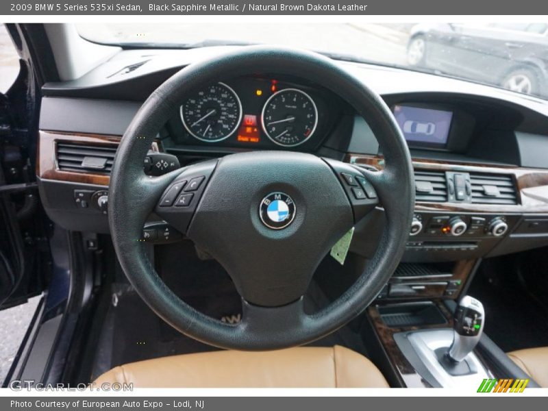 Black Sapphire Metallic / Natural Brown Dakota Leather 2009 BMW 5 Series 535xi Sedan