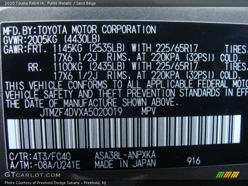 Pyrite Metallic / Sand Beige 2010 Toyota RAV4 I4