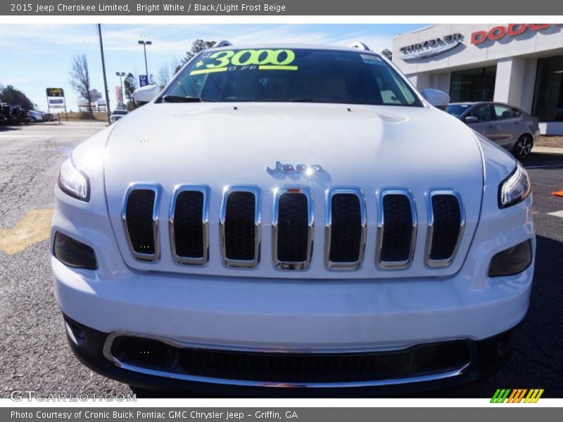 Bright White / Black/Light Frost Beige 2015 Jeep Cherokee Limited